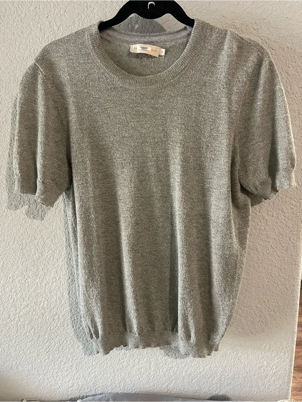 Tory Burch metallic Short-Sleeve women’s Sweater